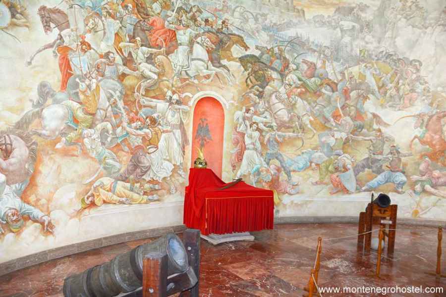 Mural about the Ottomas battle for Kruje