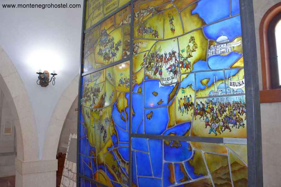 Stained glass wall in the museum