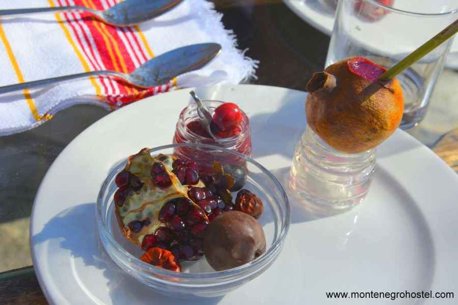 cold fruit and pomegranate sorbet