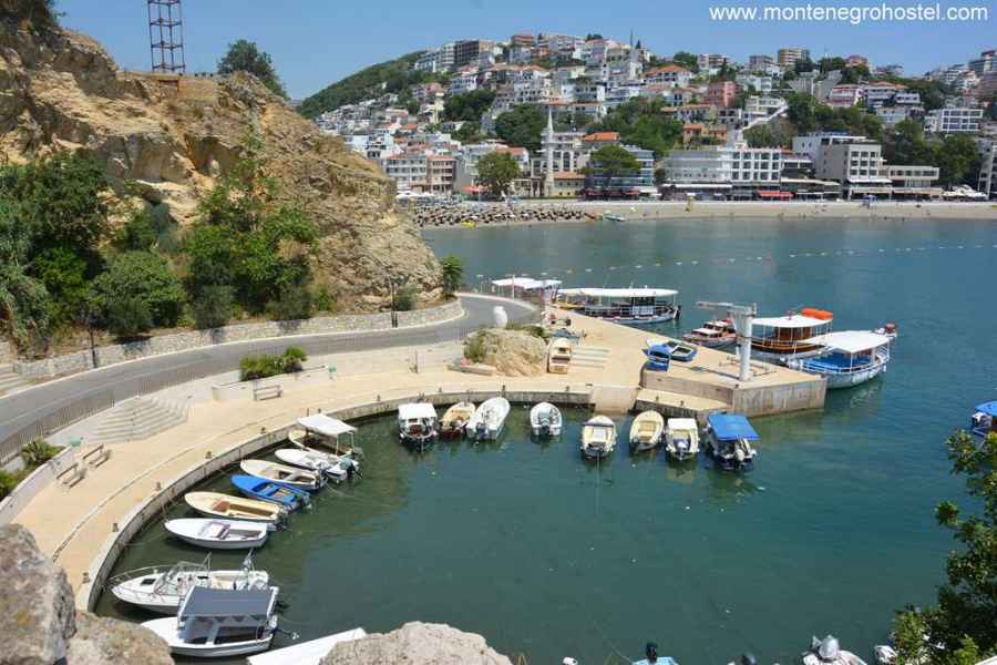 View of the Ulcinj beach from the old town